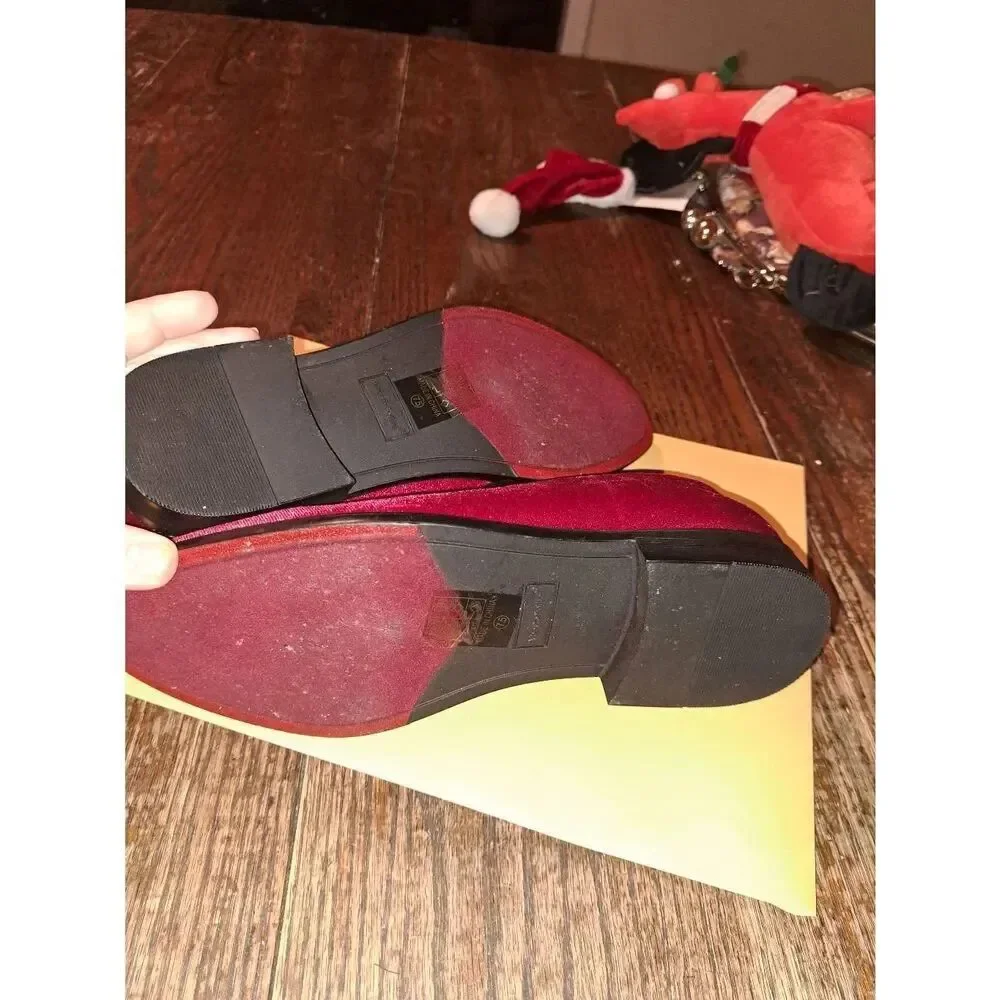 Alberto Fellini Mens Red Velvet Dress Loafers Size 7.5 Formal Shoes Christmas